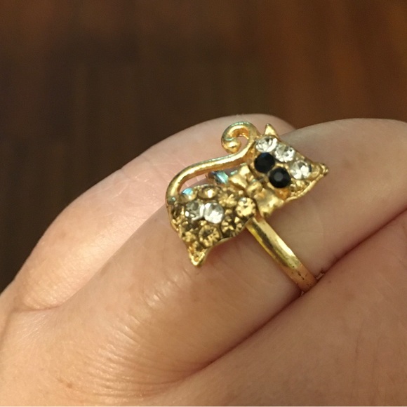 Stretch Rhinestone Cat Ring - Picture 3 of 4